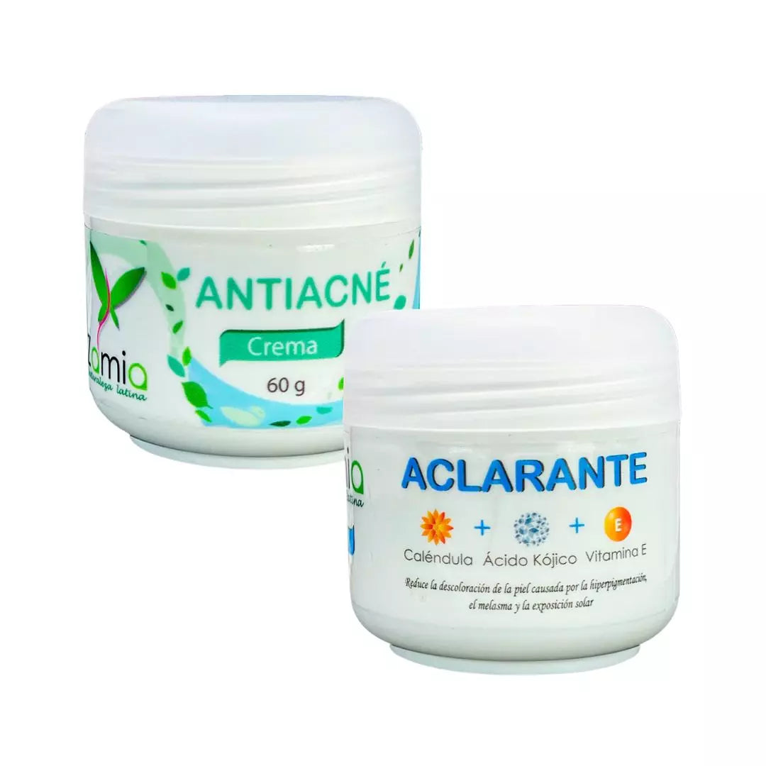 crema antiacne y crema aclarante zamia